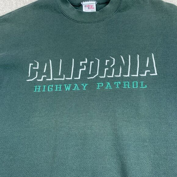Vintage California Highway Patrol Sweatshirt Size Med Green Crewneck Embroidered - Picture 5 of 12